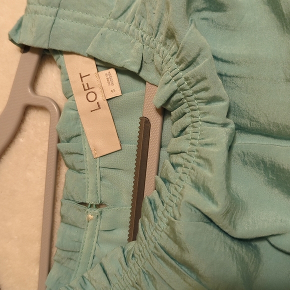 Loft soft teal ruffle neck dress - Picture 4 of 6